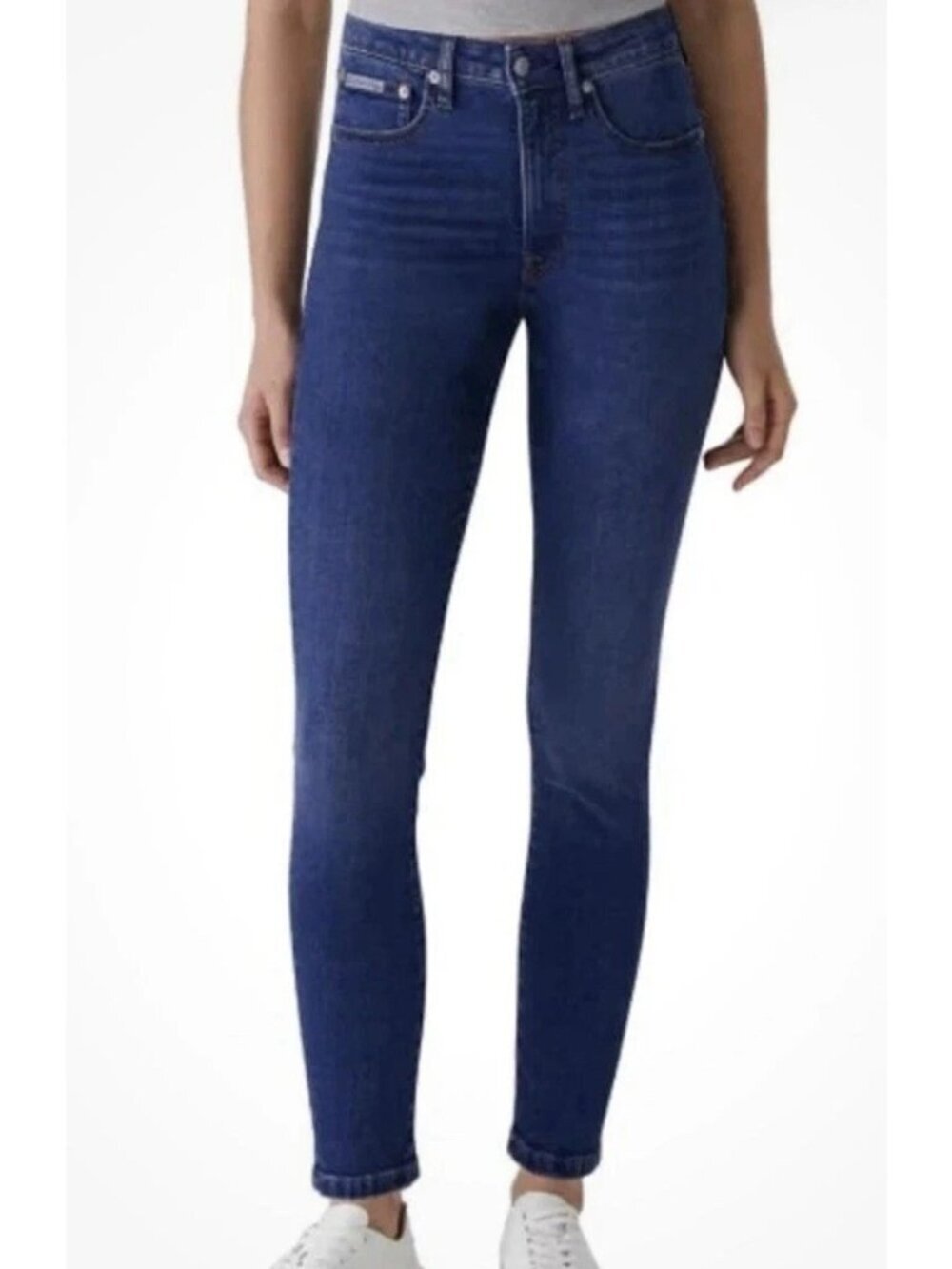 NWT Calvin Klein Women's 8/29 Storm Blue High Rise Skinny Ankle Jeans Denim